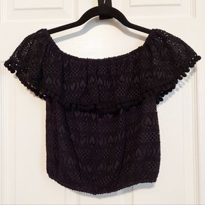 Guess black lace off the shoulder top